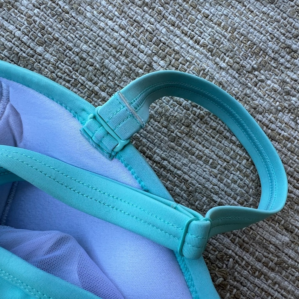 Torrid V shape layered tankini rusted. bust aqua blue turquoise size 1 - Picture 3 of 9